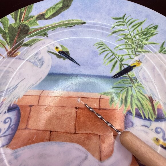 4 American Antelier Marsh Bird Tropical Themed Ceramic Plates 8.5" Diameter - Picture 9 of 11